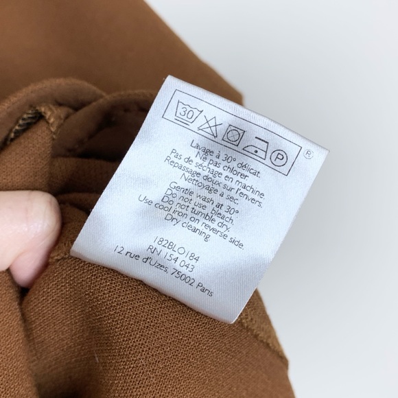 Sezane Ida Blouse (Sz FR 38) Short Sleeve Coffee Brown - Picture 13 of 16